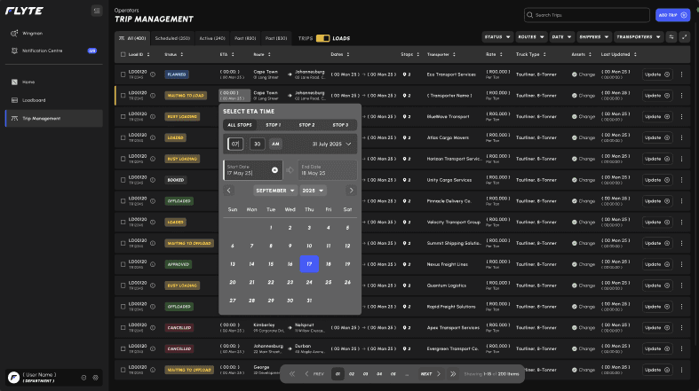 Flyte Trip Management Dashboard
