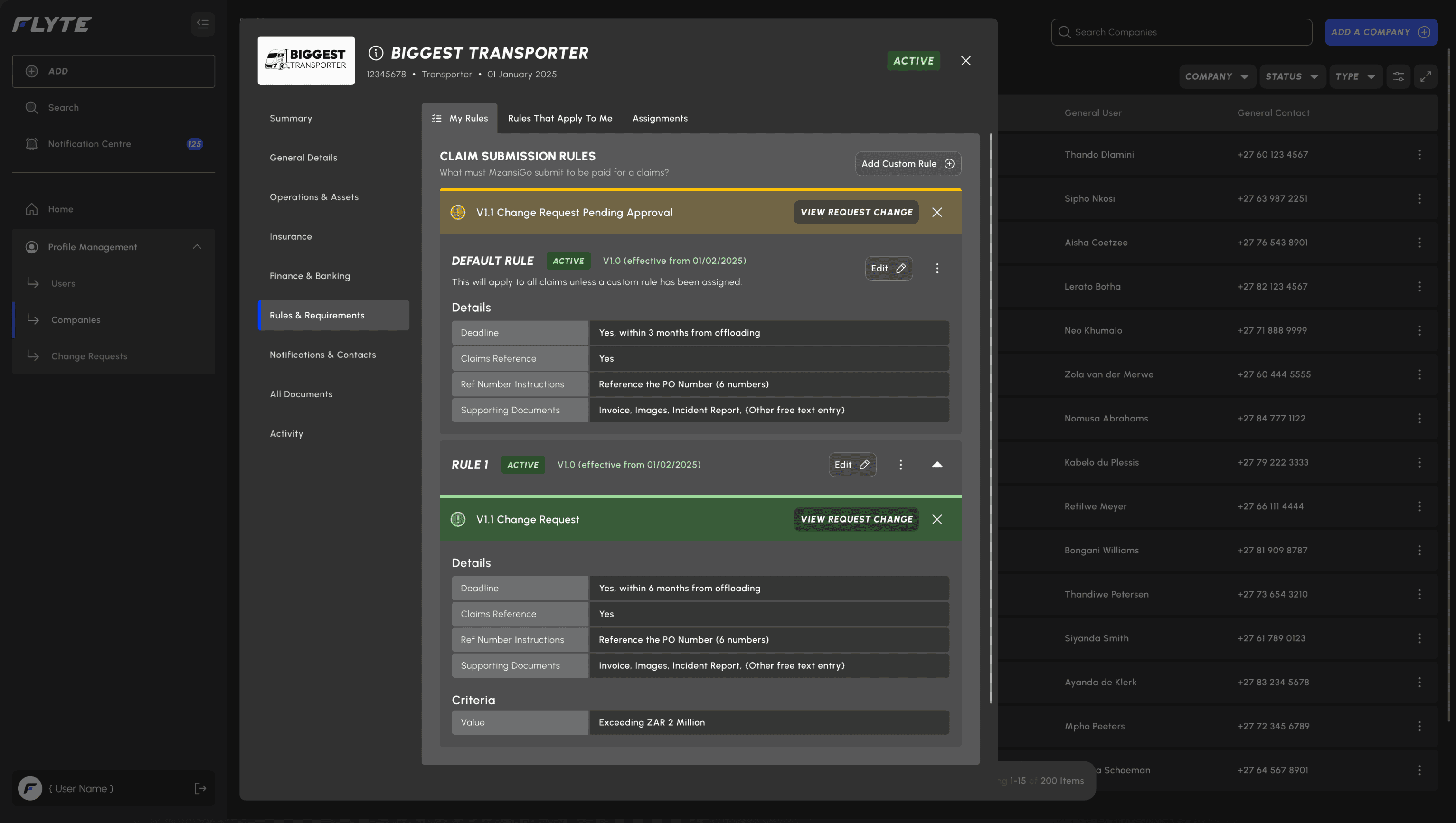 Flyte Claim Submission Rules